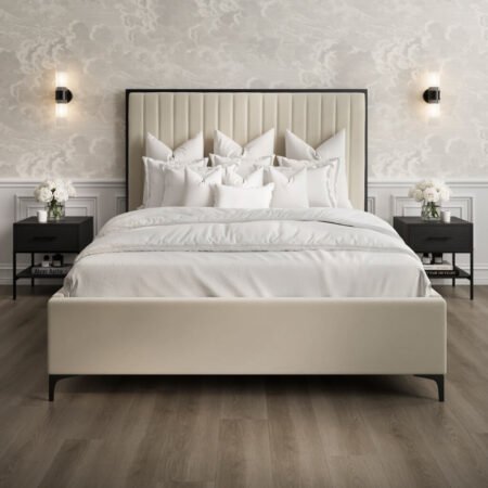 LPD Berkeley Cream Velvet Double Bed Frame Lifestyle