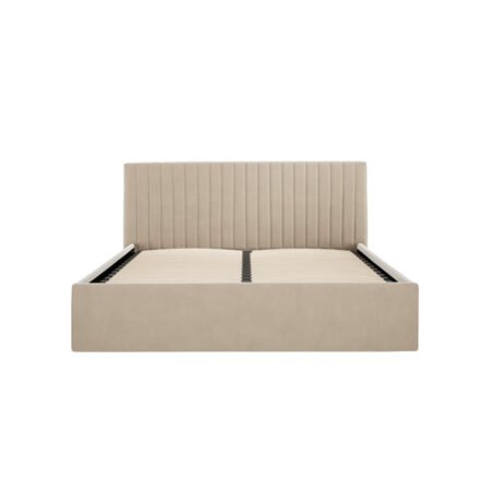LPD Berlin Beige Velvet Double Bed Frame 1