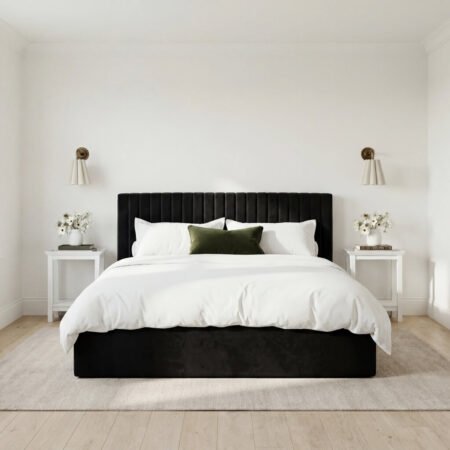LPD Berlin Black Velvet Double Bed Frame Lifestyle