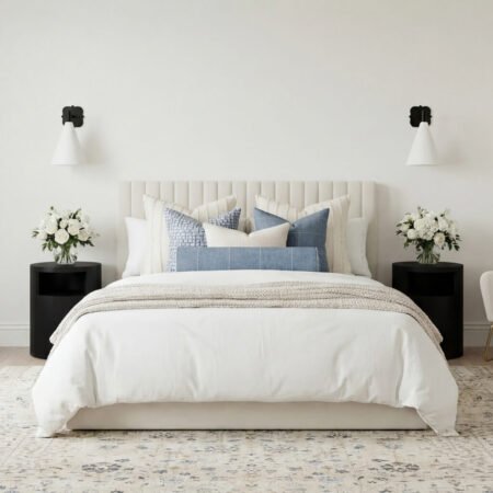 LPD Berlin Milk Weave Double Bed Frame Lifestyle