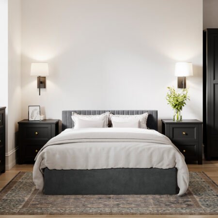 LPD Berlin Silver Velvet Double Bed Frame Lifestyle