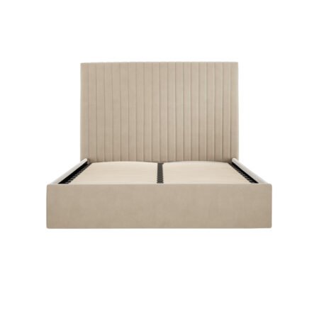 LPD Berlin Tall Beige Velvet Double Bed Frame 1