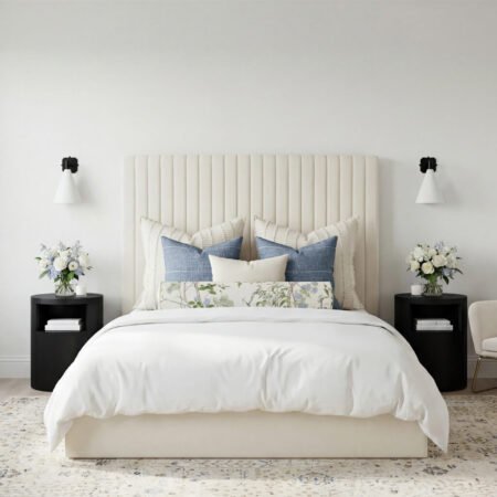 LPD Berlin Tall Milk Weave Double Bed Frame Lifestyle