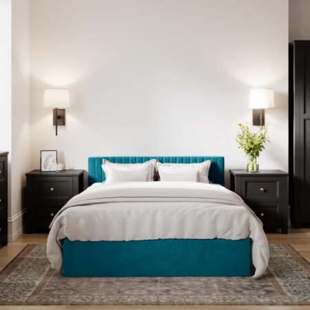 LPD Berlin Teal Velvet Double Bed Frame Lifestyle