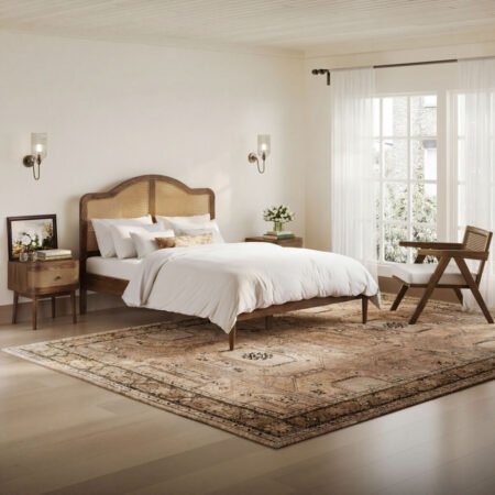 LPD Claude Smoked Wooden Double Bed Frame Lifestyle