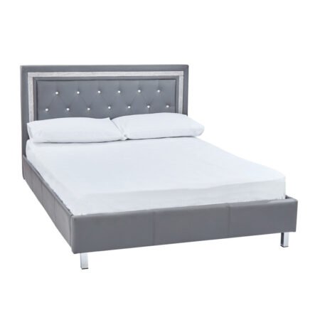 LPD Crystalle Grey Faux Leather King Size Bed Frame 1