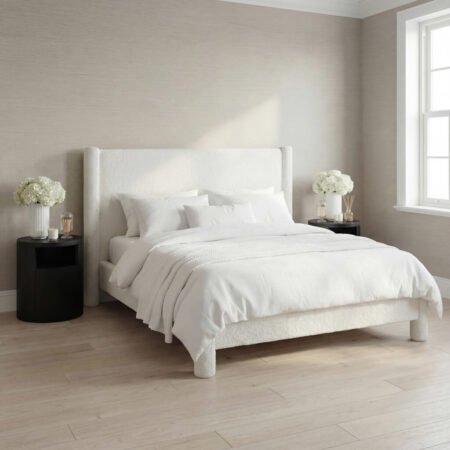LPD Dena Snow Textured Boucle Double Bed Frame Lifestyle