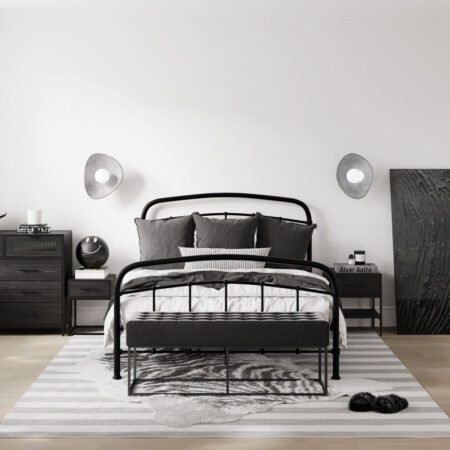 LPD Halston Black Metal Double Bed Frame Lifestyle