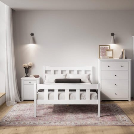 LPD Havana White Solid Pine Double Bed Frame Lifestyle