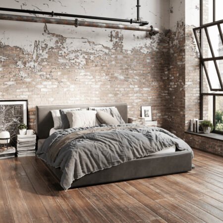 LPD Soho Dapple Grey Velvet Double Bed Frame Lifestyle