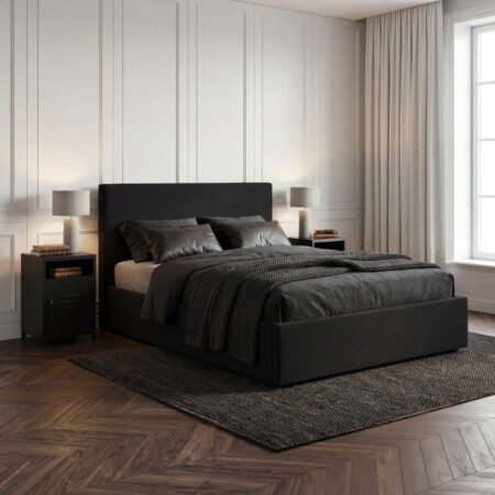 LPD Wilder Onyx Woven Fabric Double Ottoman Bed LifeStyle