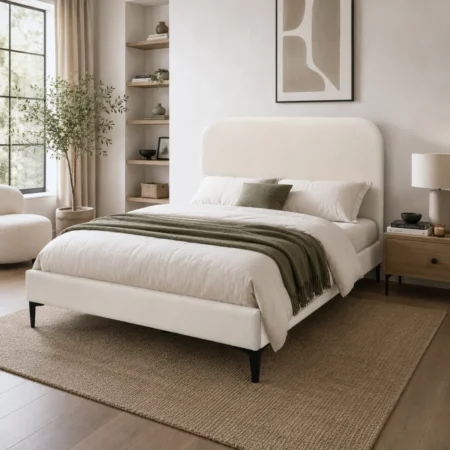 LPD Albany Ivory Boucle King Size Bed Frame Life Style