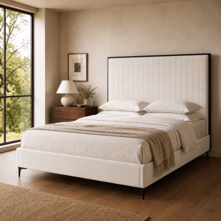 LPD Berkeley Cream Velvet King Size Bed Frame Lifestyle