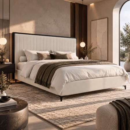 LPD Berkeley Cream Velvet Super King Size Bed Frame lifestyle