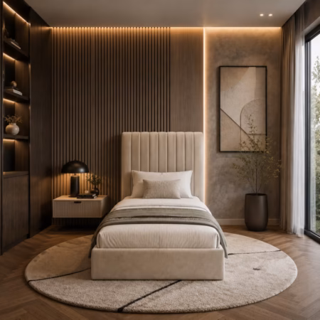 LPD Berlin Beige Velvet Single Bed Frame lifestyle