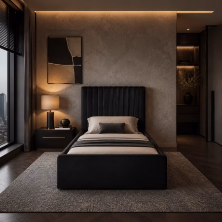 LPD Berlin Black Velvet Single Bed Frame lifestyle