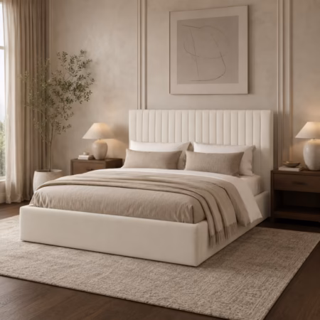 LPD Berlin Milk Weave King Size Bed Frame lifestyle