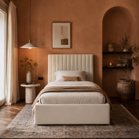 LPD Berlin Milk Weave Single Bed Frame lifestyle