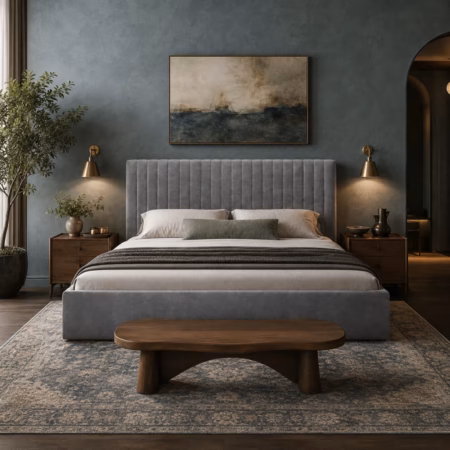 LPD Berlin Silver Velvet King Size Bed Frame lifestyle