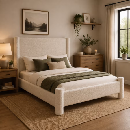 LPD Dena Snow Textured Boucle King Size Bed Frame lifestyle