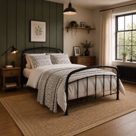 LPD Halston Black Metal King Size Bed Frame lifestyle