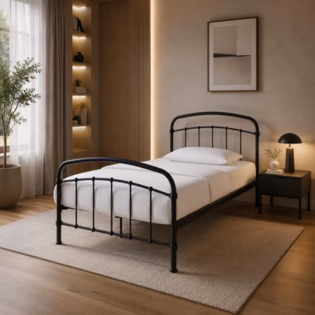 LPD Halston Black Metal Single Bed Frame lifestyle