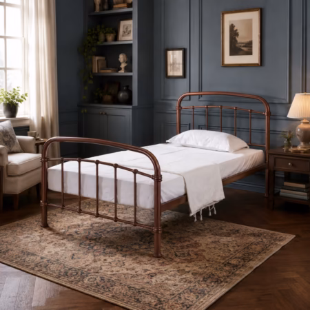 LPD Halston Copper Metal Single Bed Frame lifestyle