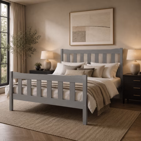 LPD Havana Grey Solid Pine King Size Bed Frame lifestyle