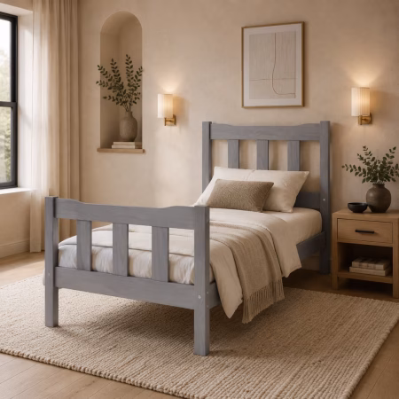 LPD Havana Grey Solid Pine Single Bed Frame lifestyle