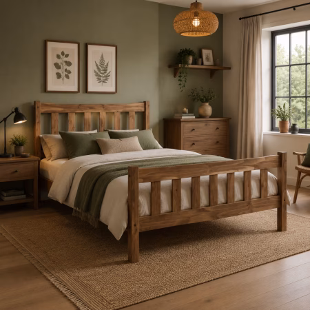 LPD Havana Pine Aztec Wax King Size Bed Frame lifestyle