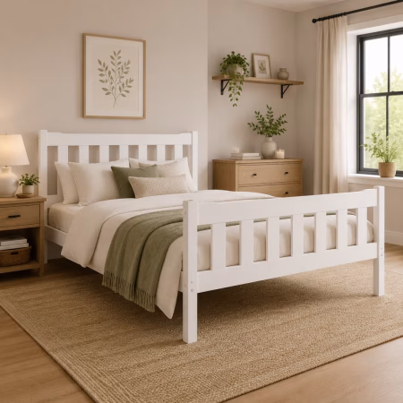 LPD Havana White Solid Pine King Size Bed Frame lifestyle