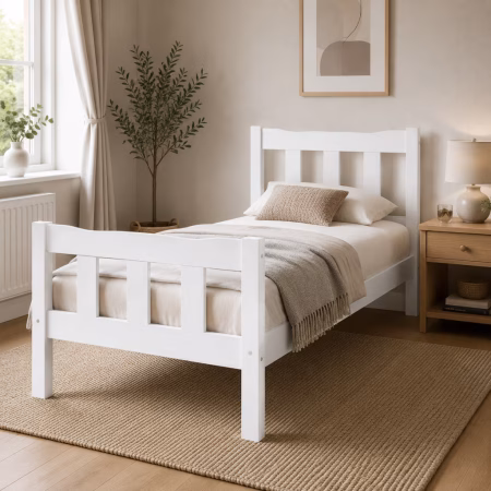 LPD Havana White Solid Pine Single Bed Frame lifestyle