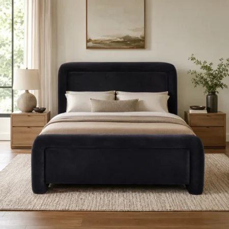 LPD Leonnie Black Upholstered King Size Bed Frame LifeStyle