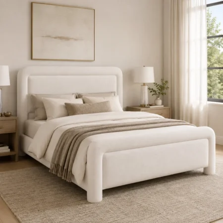LPD Leonnie Ghost Upholstered King Size Bed Frame LifeStyle