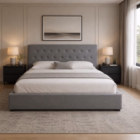 LPD Lucca Grey Linen King Size Bed Frame lifestyle