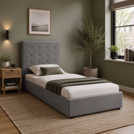 LPD Lucca Grey Linen Single Bed Frame lifestyle