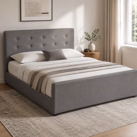 LPD Lucca Plus Grey Linen Double Bed Frame Lifestyle (2)