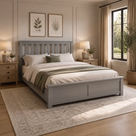 LPD Oxford Grey Painted King Size Bed Frame lifestyle