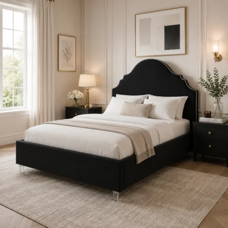 LPD Quince Onyx Velvet King Size Bed Frame LifeStyle