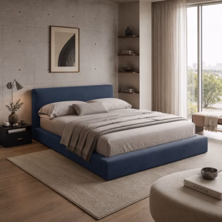 LPD Soho Ink Blue Weave King Size Bed Frame Lifestyle