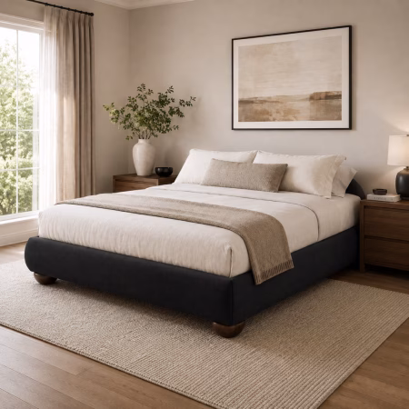 LPD Soller Deep Charcoal Chenille Tweed King Size Bed Frame LifeStyle