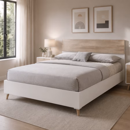 LPD Stockholm White Oak Double Bed Frame lifestyle