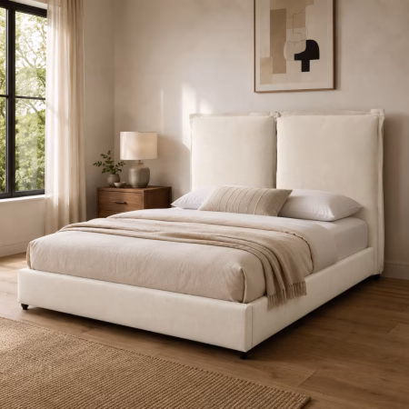 LPD Sunday Ivory Linen King Size Bed Frame Lifestyle