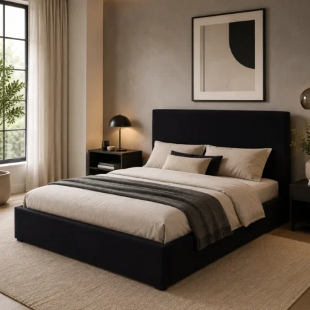 LPD Wilder Onyx Woven Fabric King Size Ottoman Bed LifeStyle