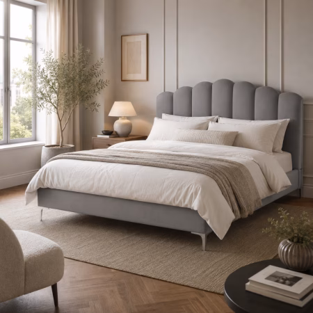 LPD Willow Silver Velvet King Size Bed Frame Lifestyle