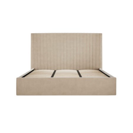 LPD Berlin Tall Beige Velvet Super King Size Bed Frame 1
