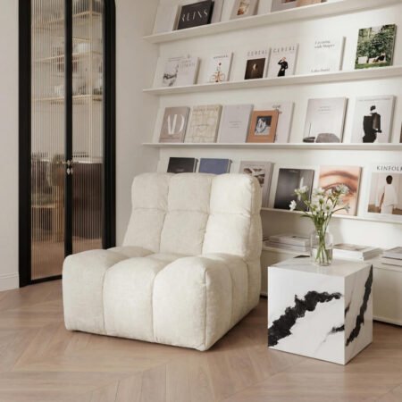 LPD Ace Ivory Swivel Accent Chair lifestyle