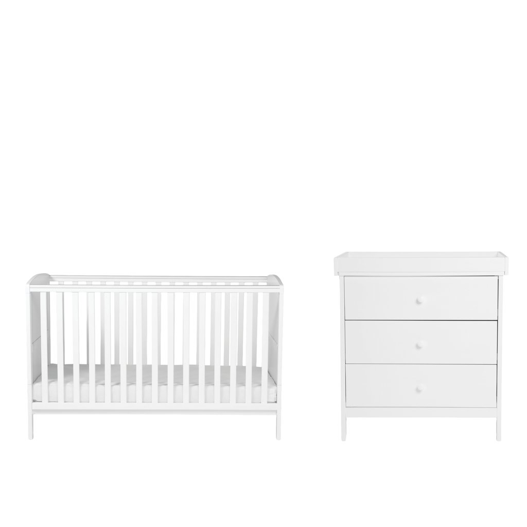 LPD Bebe Dreamer 2 Piece Nursery Set – Cot Bed & Changing Unit – White 2 LPD Bebe Dreamer 2 Piece Nursery Set White