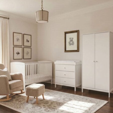LPD Bebe Dreamer 3 Piece Nursery Set White lifestyle