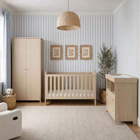 LPD Bebe Seeker 3 Piece Nursery Set Nordic Light Oak lifestyle